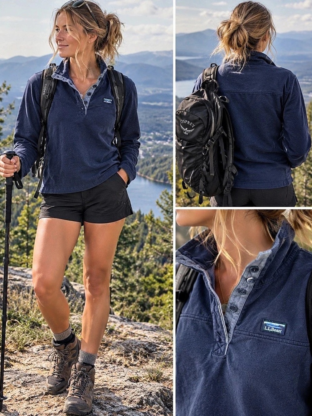 L.L Bean Rugby Navy Long Sleeve Light Jacket Shirt